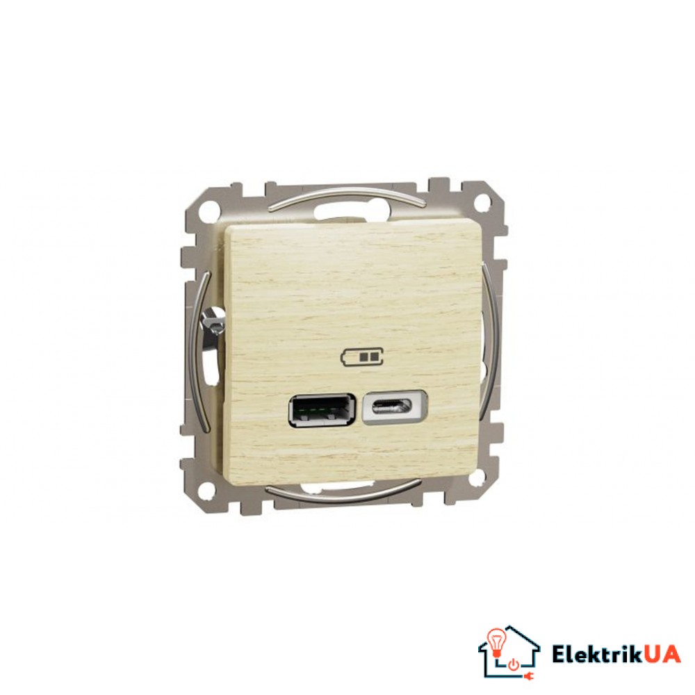 USB A+С розетка 2.1А Schneider Electric Sedna Design Береза SDD180402